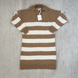 NWOT Cocogio Wool Alpaca Striped Long Sleeve Midi Sweater Dress M